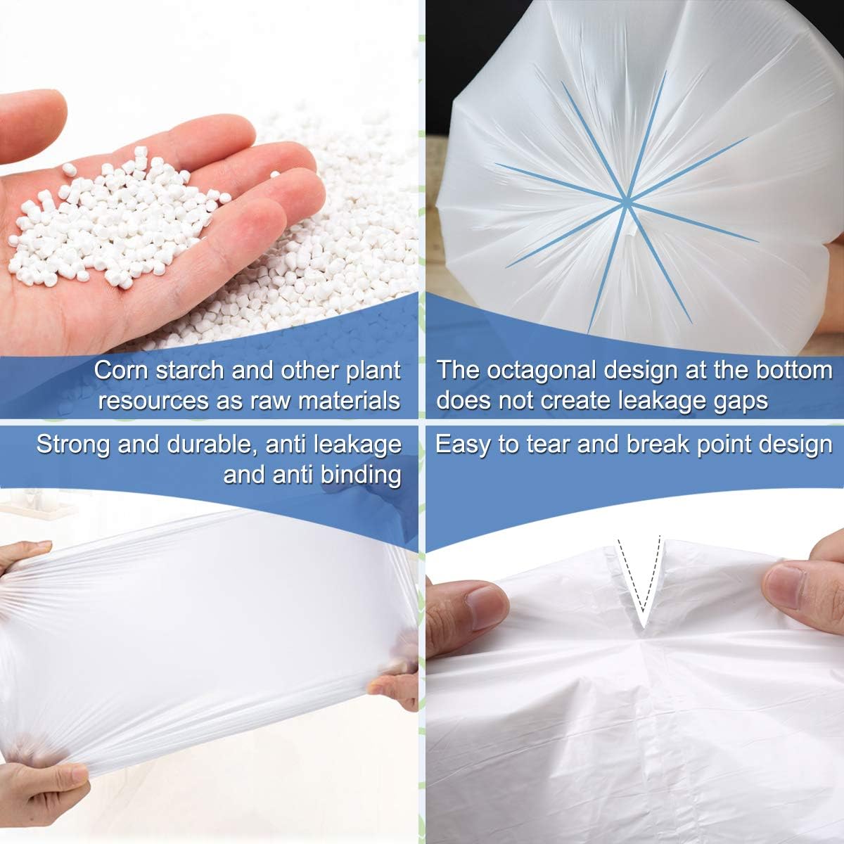 XUXRUS Bathroom Small Trash Bags 3 Gallon Garbage Bags for Home Office,120 Count,White,Fits 2-3 Gallon Bins