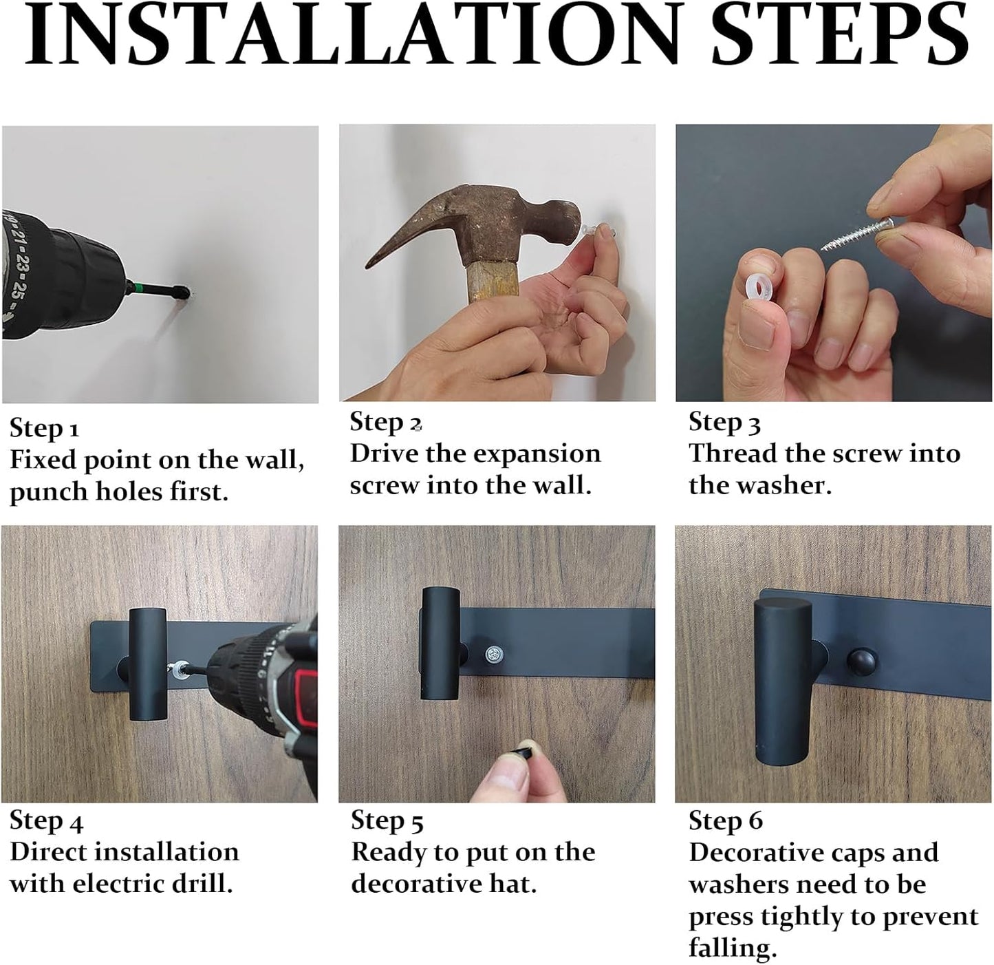 HUFEEOH 2 Pack Coat Rack Wall Mount, Stainless Steel T Shaped 4 Hooks Coat Hooks for Bathroom, Heavy Duty Wall Hooks Towel Hooks for Hanging, Black Towel Rack Purse Hanger for Mudroom Entryway