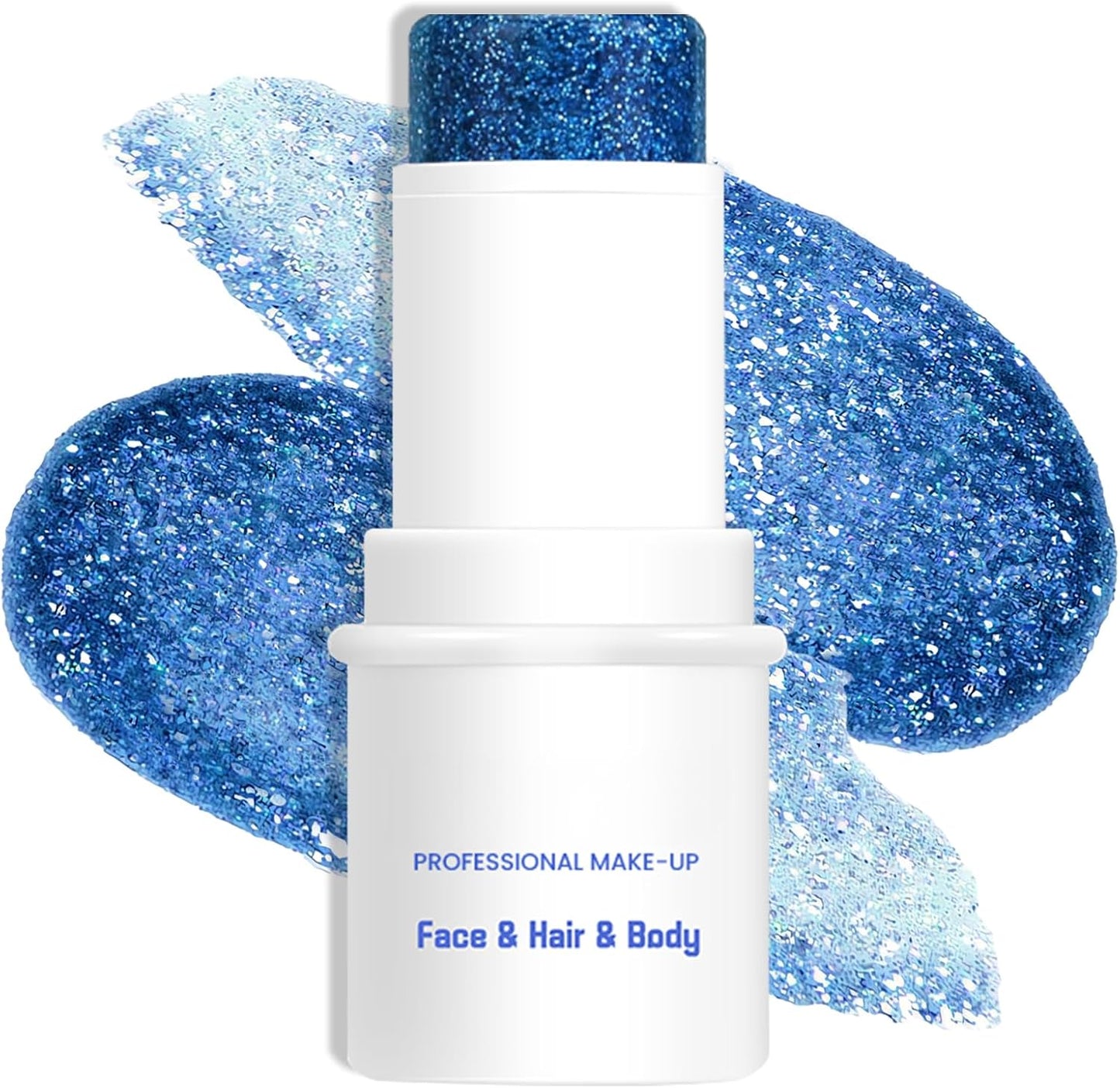 Blue Body & Face Glitter Makeup Stick, Multiuse Waterproof Glitter Gel for Face Body Hair Eye Lip, Holographic Sequins Paint Stick, Mermaid Accessories Makeup