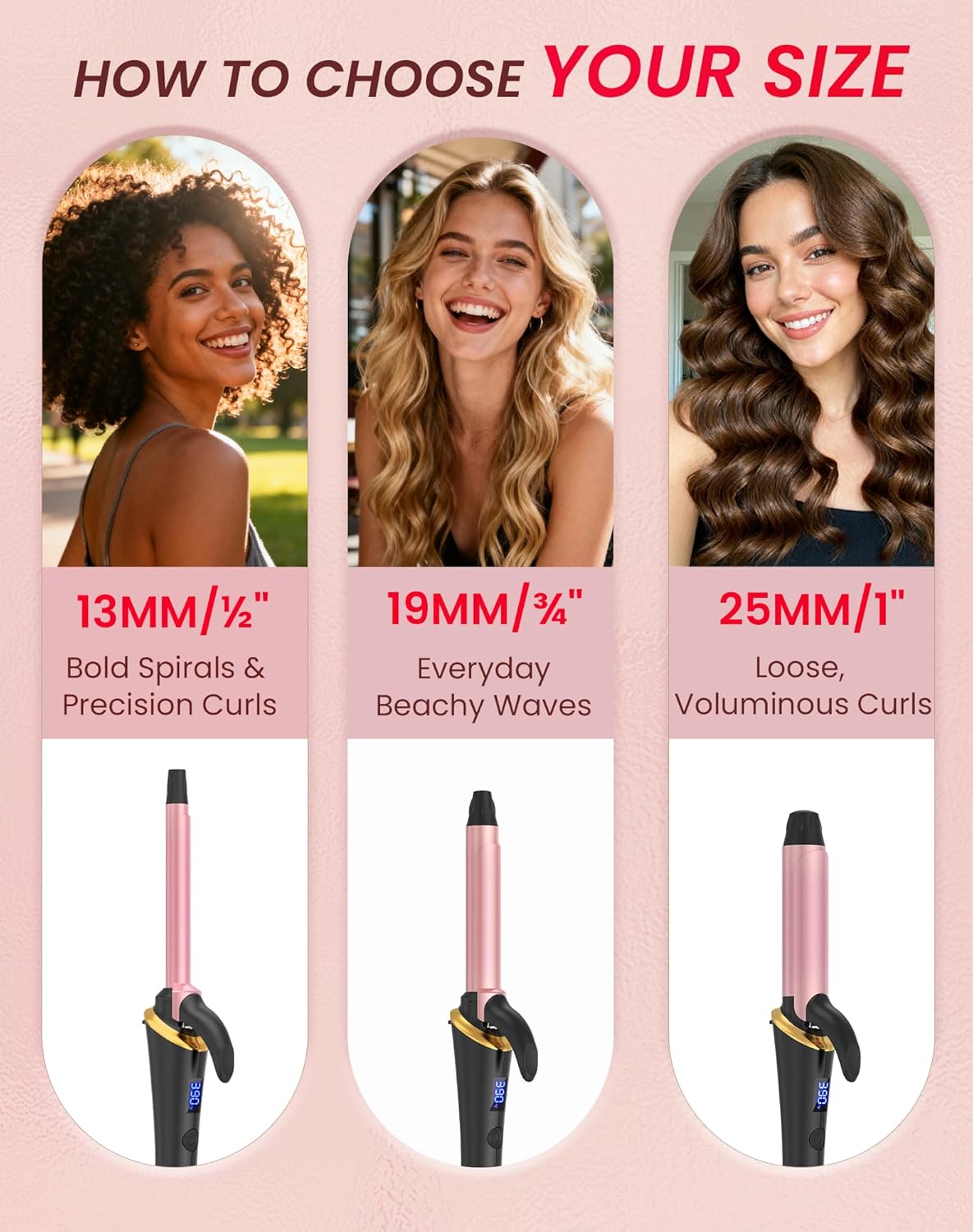Ukliss Mini Curling Iron 1 Inch with Anti-Scald Tip, 30s Fast Heat, 5 Temp Settings & Dual Voltage for Home & Travel, Creates Soft Waves & Curls on Short to Medium Hair (US Plug, No Adapter Included)