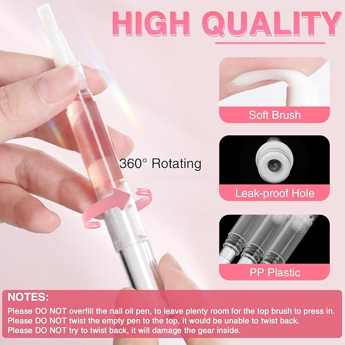 Cuticle Oil Pen 50Pcs 5ml Empty Nail Oil Pen Transparent Twist Pens with Brush Tip for Nail Oil, Eyelash Growth Liquid Tube, Cosmetic Lip Gloss Container Applicators + 72pcs Label
