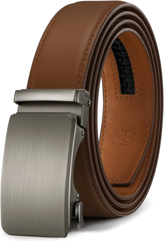 Zitahli Belt Men, Ratchet Belt Dress with 1 3/8" Premium Leather,Slide Belt with Easier Adjustable Automatic Buckle