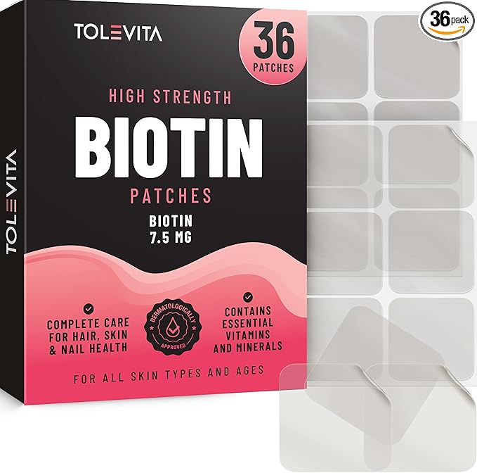 Biotin Patches - 36 Pcs | 7.5 mg Biotin with Essential Vitamins & Minerals | Supports Healthy Hair, Strong Nails & Radiant Skin | Easy-to-Use for Beauty and Active Lifestyles