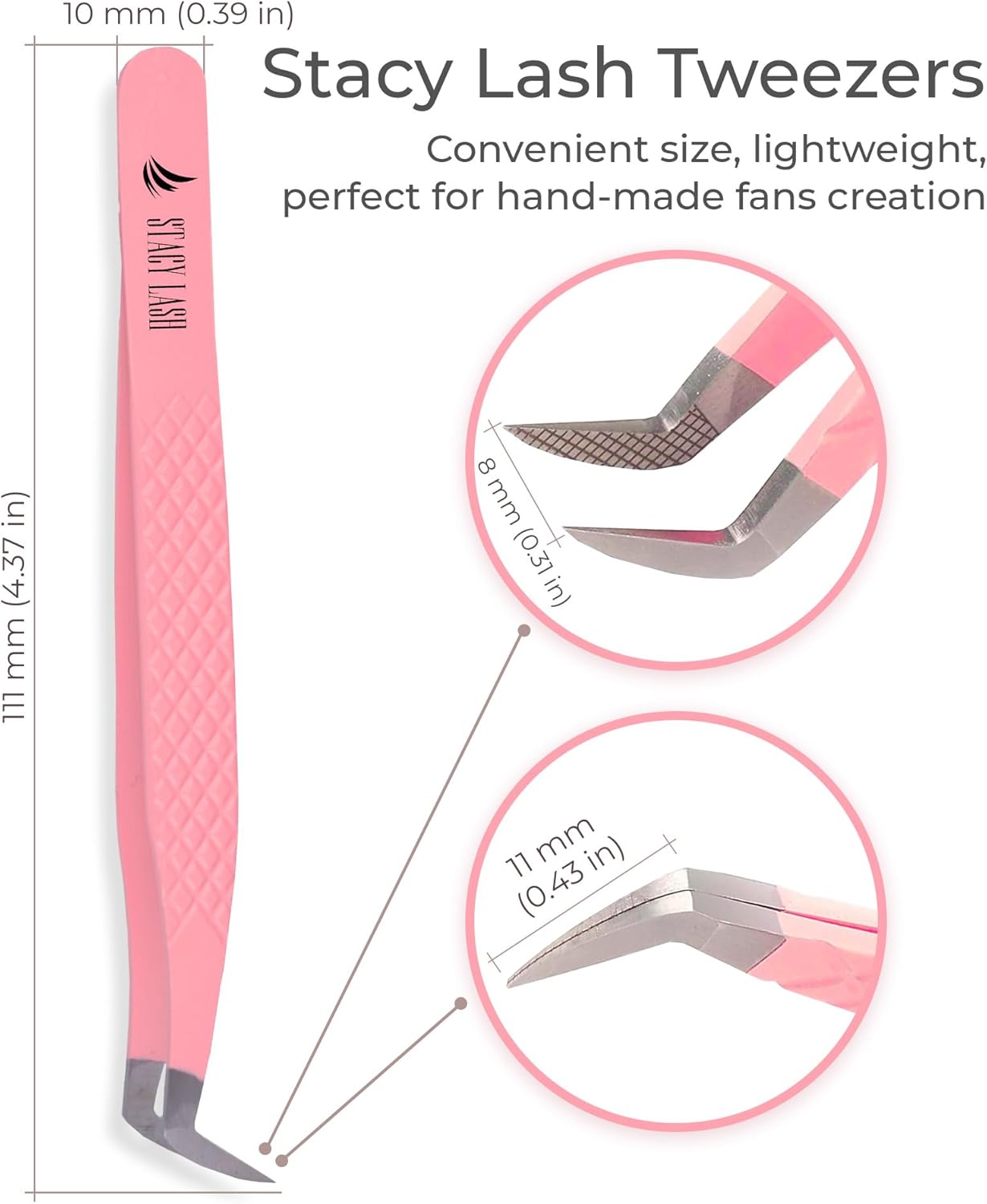 STACY LASH Eyelash Extension Tweezers/Precision Tool For Premade Fans & Volume Extensions/Curved Tip/False Lashes Supplies