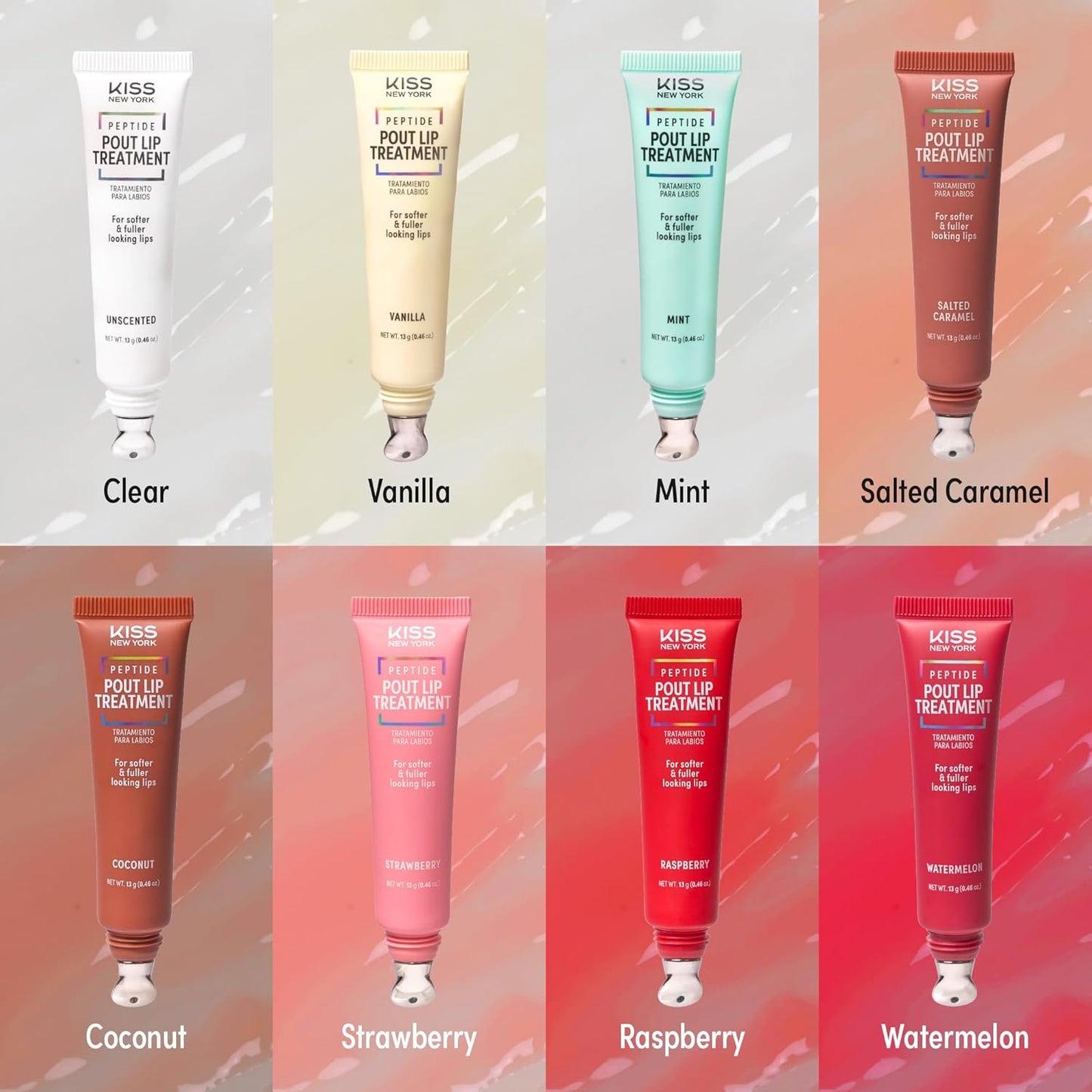 KISS NEW YORK Peptide Lip Treatment, Hydrating & Non-Sticky Tinted Plumping Balm, Shea Butter Castor Oil & Squalane Reduces Look of Fine Lines, Softer & Fuller Lips with Cooling Metal Tip (Strawberry)