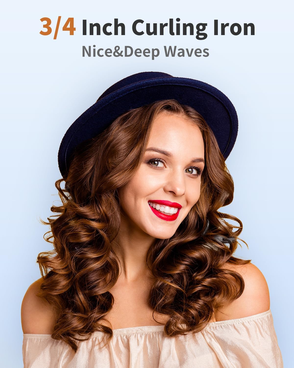 3/4 Inch Curling Wand for Long Hair,Long Barrel Curling Iron Wand for Beach Waves,Dual Voltage Hair Curling Iron Ceramic Thin Barrel