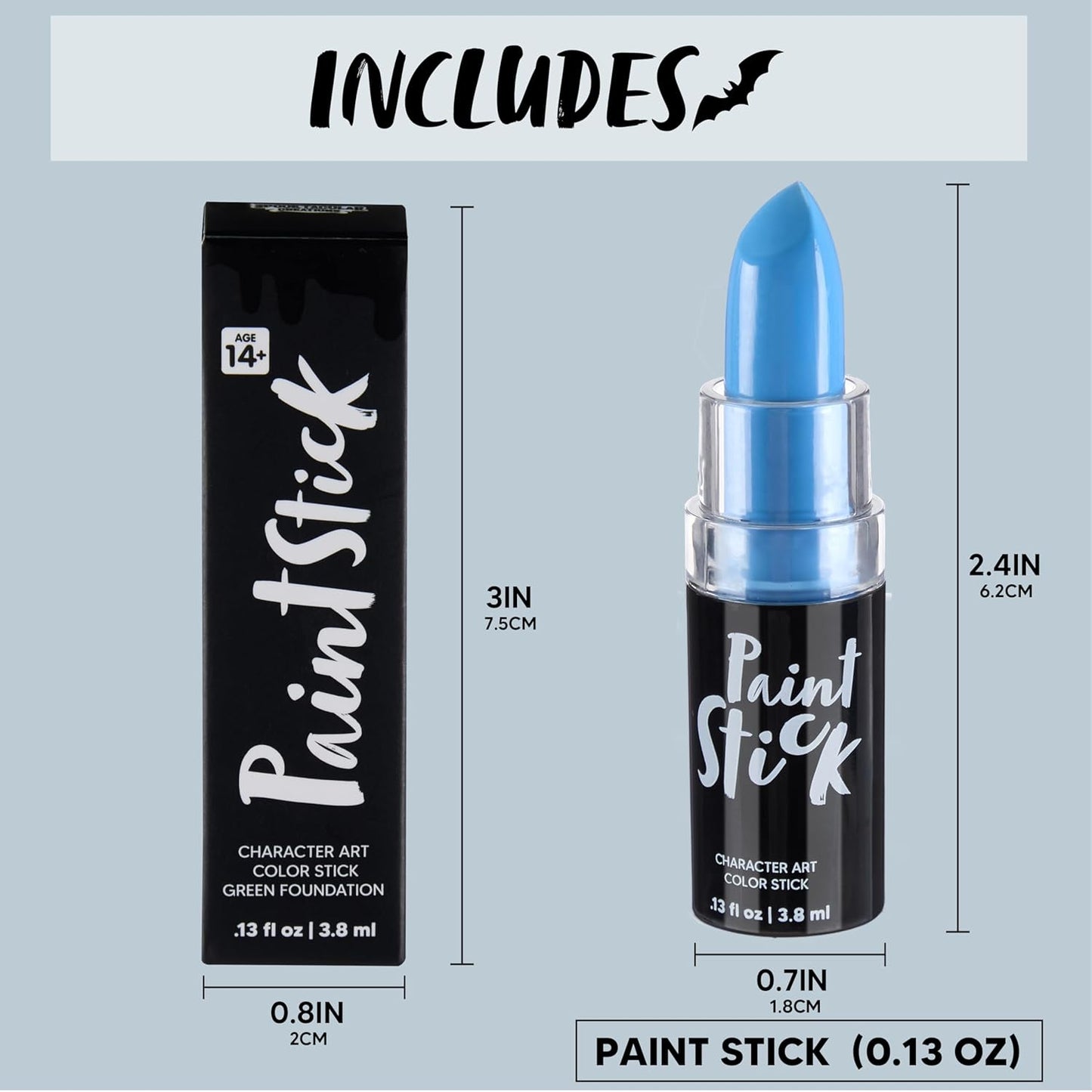 Spooktacular Creations Halloween Face Body Paint Lipstick for Adult, Clown SFX Foundation Cream Makeup for Sports Festival or Stage Makeup Cosplay Party Dress Up (0.13 Oz, Blue)