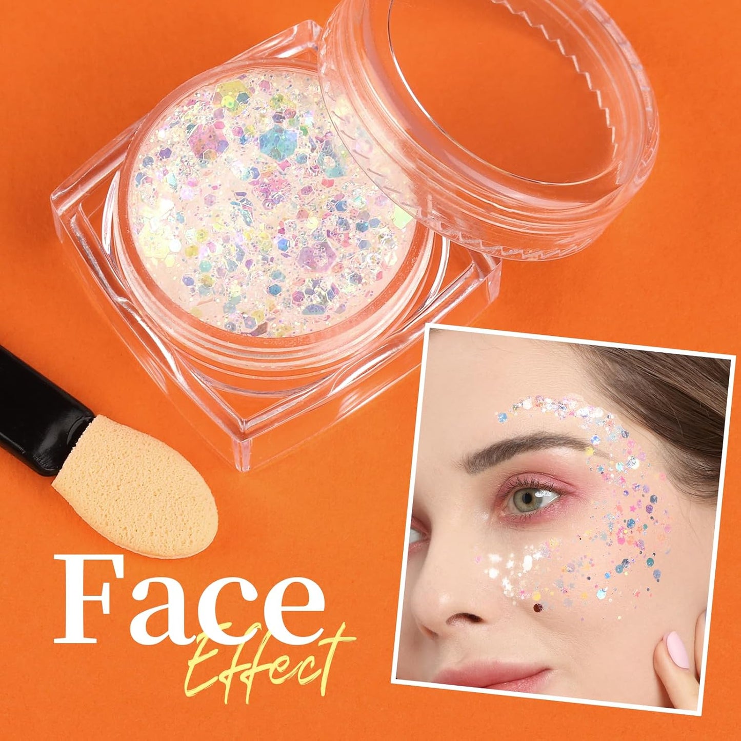 Teenitor 6 Colors Body Glitter Face Glitter for Women Kids, Halloween-Themed Color Face, Body Hair Glitter Gel, Sparkling Glitter Gel for Festival Concerts Cheer