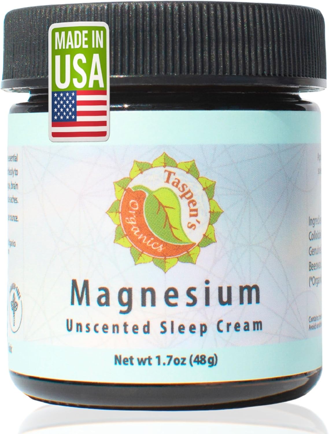 Taspen's Organics Magnesium Unscented Sleep Cream | Natural Nighttime Topical Magnesium for Babies, Toddlers, Kids & Pregnancy | Promotes Relaxation, Deep Sleep & Soothes Muscles (1.7 oz)