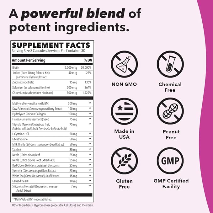 Beau-T - Hair, Nail & Skincare Supplement - Biotin Collagen Horsetail MSM & Turmeric - Promotes Healthy Hair and Nail Growth - Supports Clear Skin & Fights Acne - Nail Strengthener - 180 Capsules