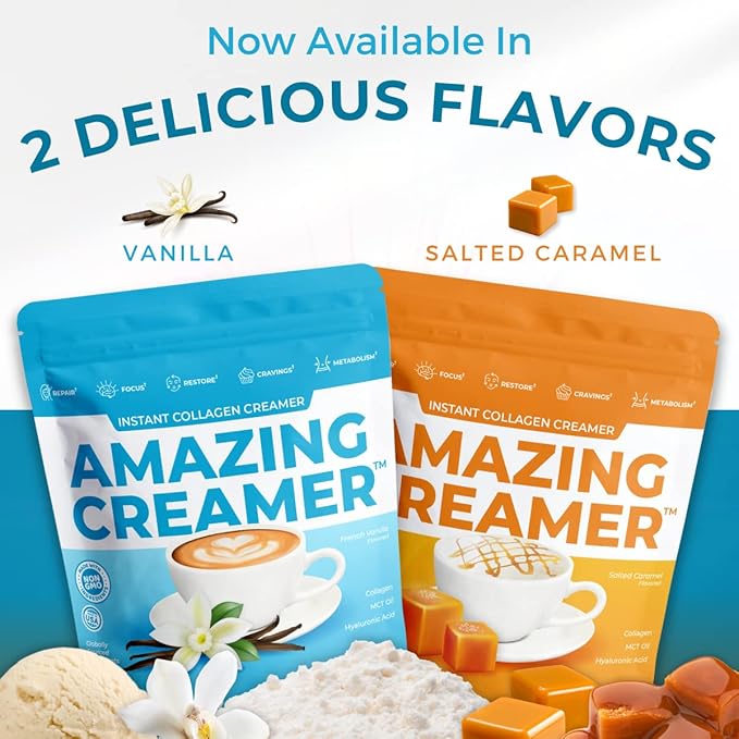 Superfoods Company Amazing Creamer with Collagen - Keto Creamer-Hyaluronic Acid & MCT Oil - Brain Boost & Curbs Cravings - Supports Healthy Skin & Hair - Diet-Friendly [60 Servings] [Vanilla]