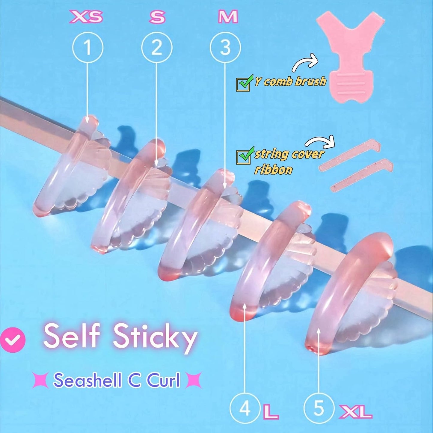 Korean Lash lift Pads Shields 2025 New No glue Eyelash Lifting Shield Self Sticky Lash Perm Rods Lami Lamination Roller U Curler Pad Soft 5 Size Air Bubble Silicone-Light Weight Guard