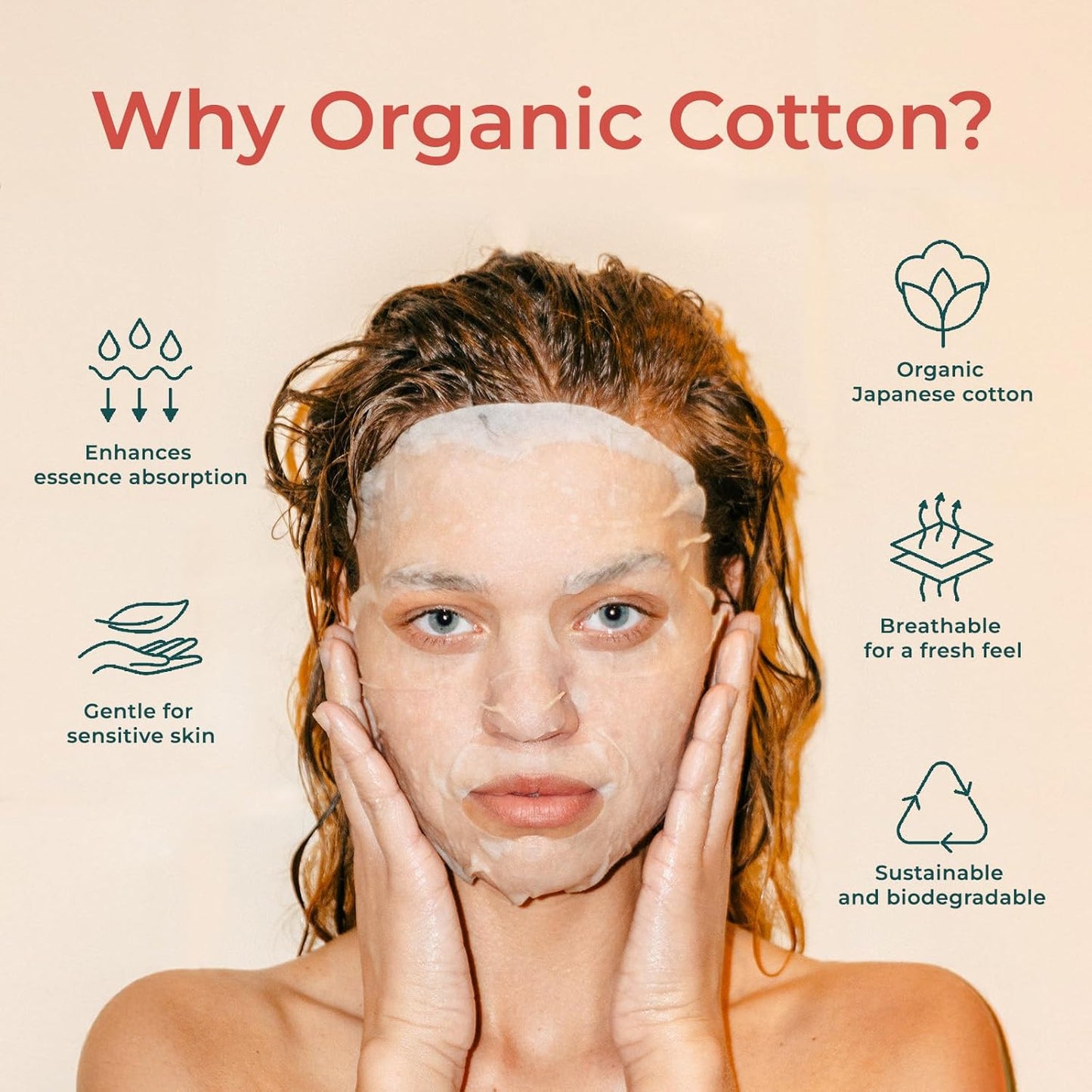 INNA ORGANIC Sheet Mask - Brightening & Radiance, EWG & COSMOS Certified (Pack of 5) | Neroli Essential Oils Infused Skin Care | Luxury Clean Beauty