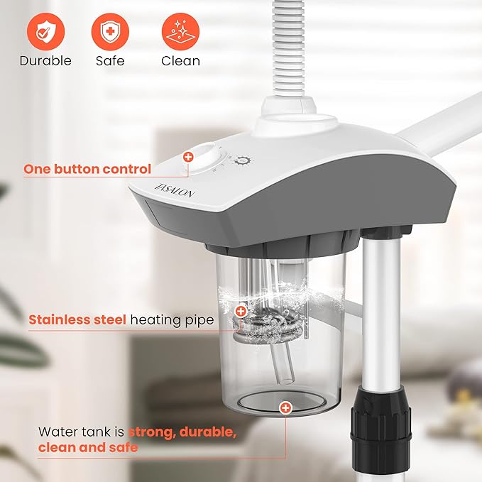 TASALON Professional Facial Steamer Tools for Esthetician, Skin Care and Deep Cleaning, 2 in 1 Face Machine with 3X Magnifying Foldable Arm, Ozone Face Steamer for Facial, Hot Mist Skincare, White