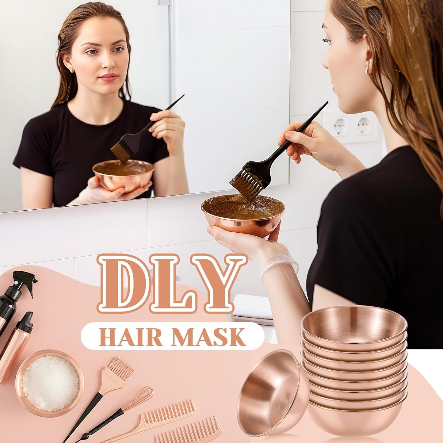 Vesici 16 Pcs Stainless Steel Facial Bowls 3.35 Inches Esthetician Mixing Bowls Esthetician Supplies for Women Skincare Salon Cosmetic Spa Home Use (Rose Gold)