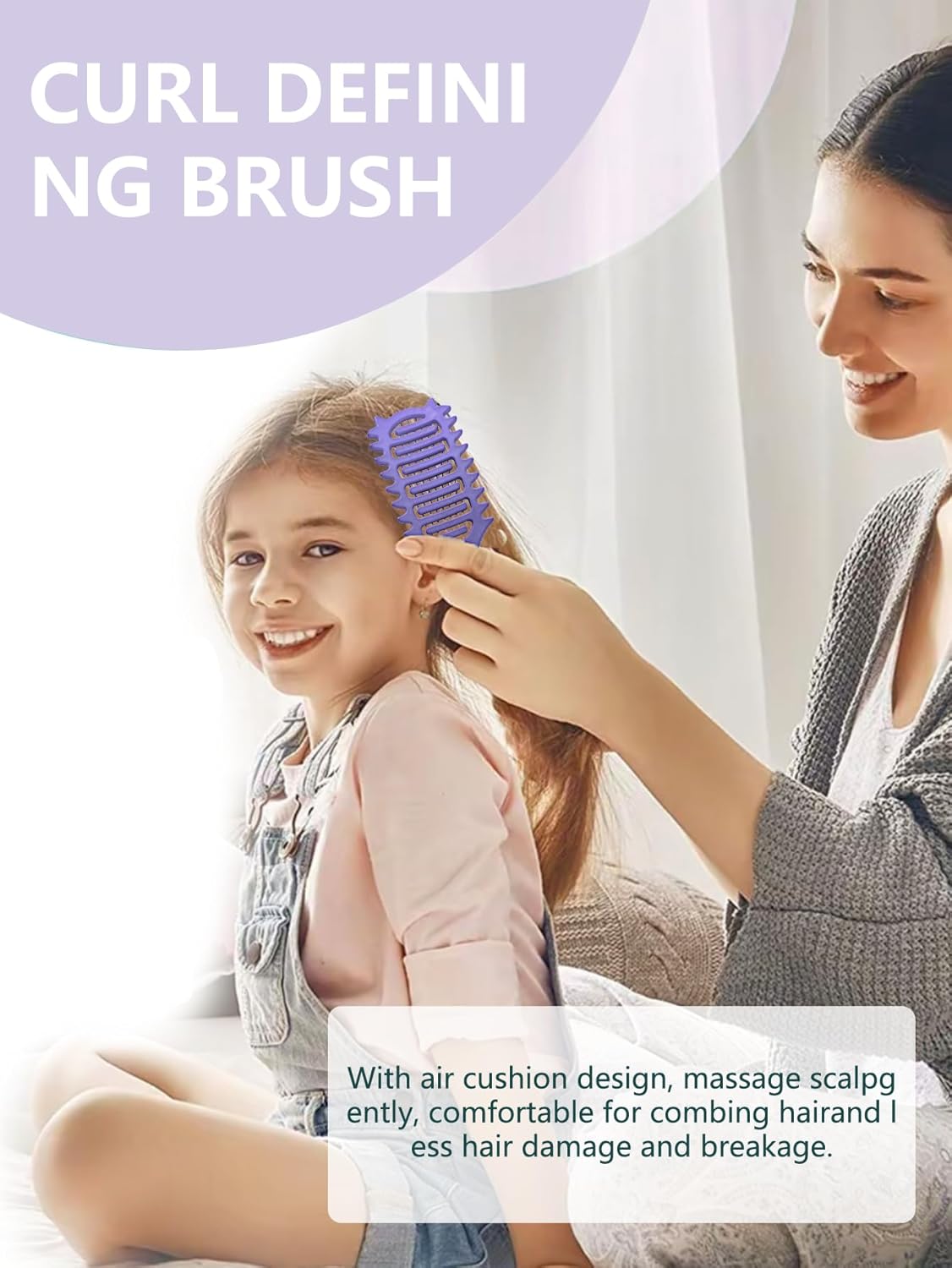 Curl Defining Brush for Curly Hair, 2025 Vented Detangling Brush for Wet, Curl Styling Brush for Women, Less Pulling, Defines & Shapes, Great Gift for Curly Hair Women (Purple)