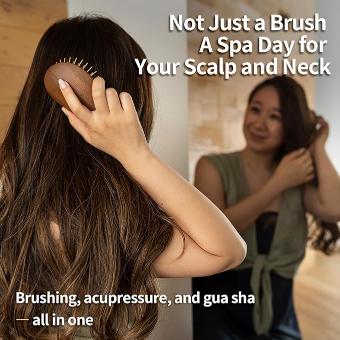 Uffy Acubrusher – 24K Gold-Plated Gua Sha Hair Brush | Ergonomic Scalp Massager for Dandruff & Hair Growth | For All Hair Types | Ideal Gift for Mom in Violet Purple