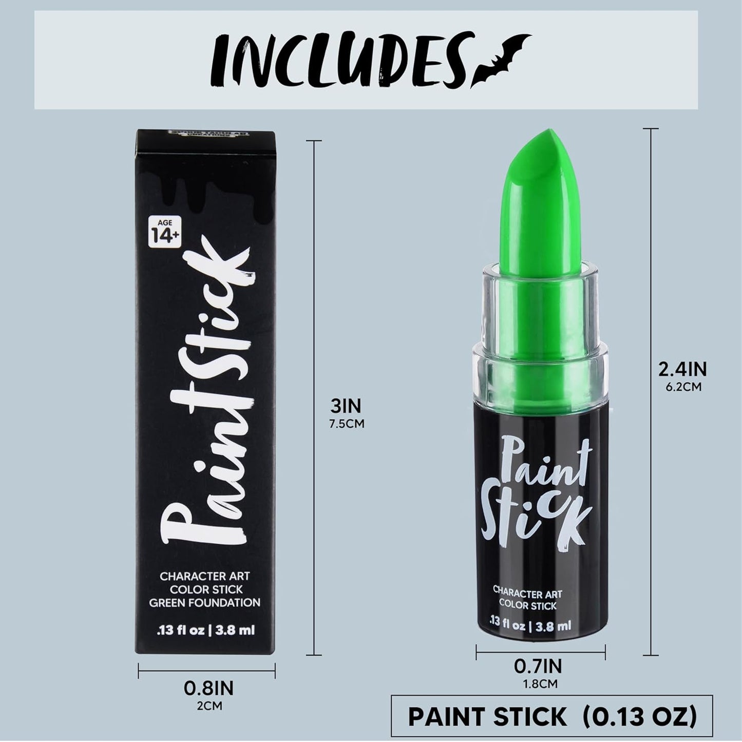 Spooktacular Creations Halloween Face Body Paint Lipstick for Adult, Clown SFX Foundation Cream Makeup for Sports Festival or Stage Makeup Cosplay Party Dress Up (0.13 Oz, Green)