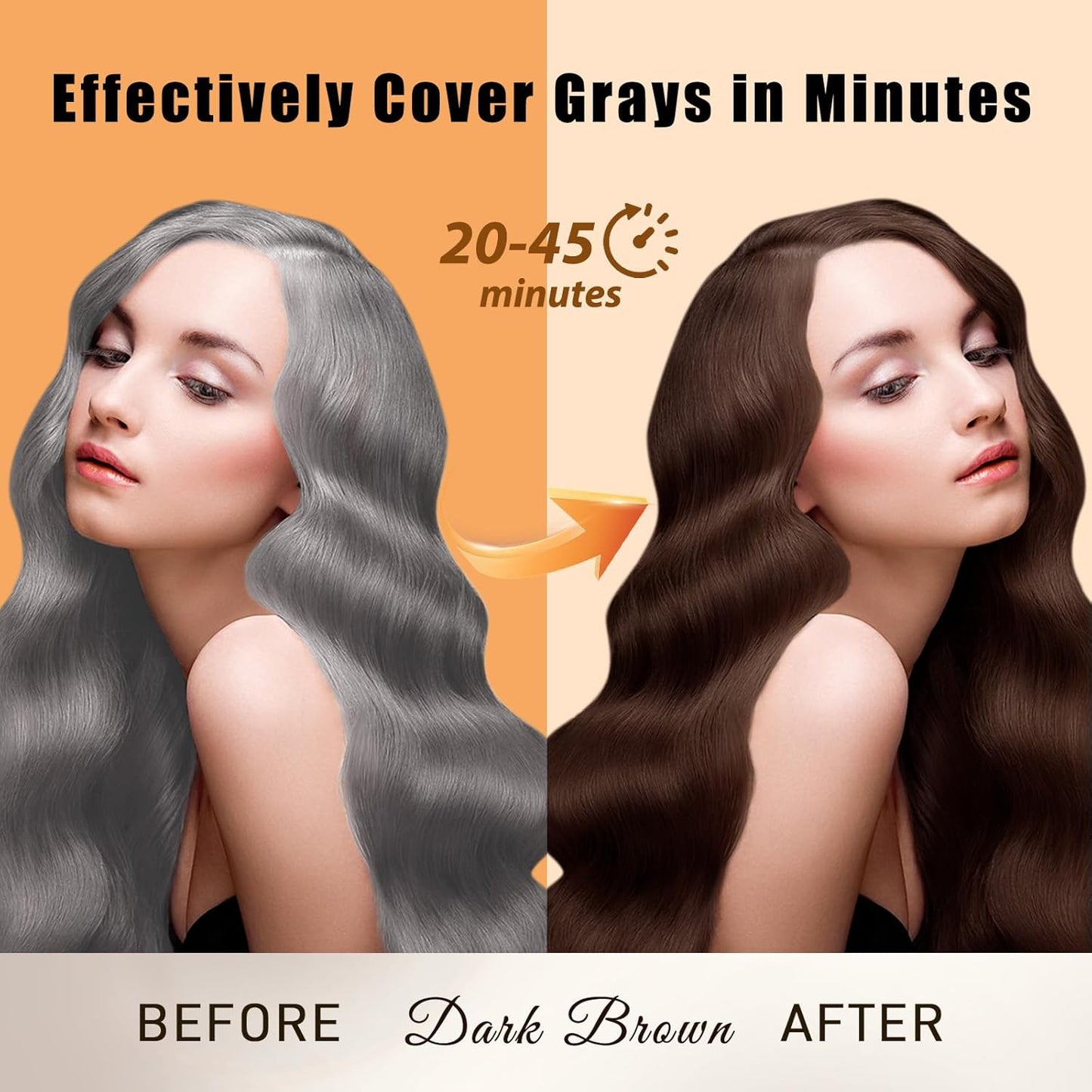 Hair Dye Shampoo Dark Brown, Long-Lasting Gray Hair Coverage, 3 in 1 Hair Color Shampoo with Herbal Ingredients, Easy Application Shampoo Para Canas for Women Men 16.9 Fl Oz