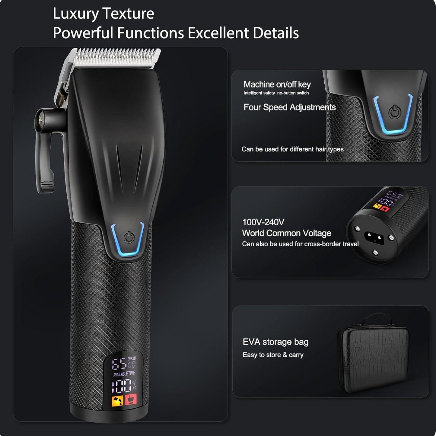 Professional Hair Clippers and Trimmer Set, Electric Razor Foil Shavers, Cordless Clippers for Hair Cutting, LCD Display/Travel Case, Gifts