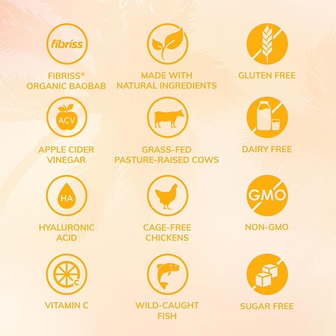 SkinnyFit Super Youth Orange Pineapple Multi-Collagen Peptides + Probiotics, Baobab Fiber, Apple Cider Vinegar, Hyaluronic Acid, & Vitamin C, Skin, Hair, Joint & Metabolism Support, 30 Servings