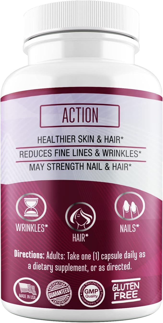 Berry Gen Biotin Supplement 10000 mcg Vegetarian Capsules - Support Hair Health & Growth, Help Heal Skin & Reduce Wrinkles and Moisturize Skin, Hair, and Nails - 30 Count (2)