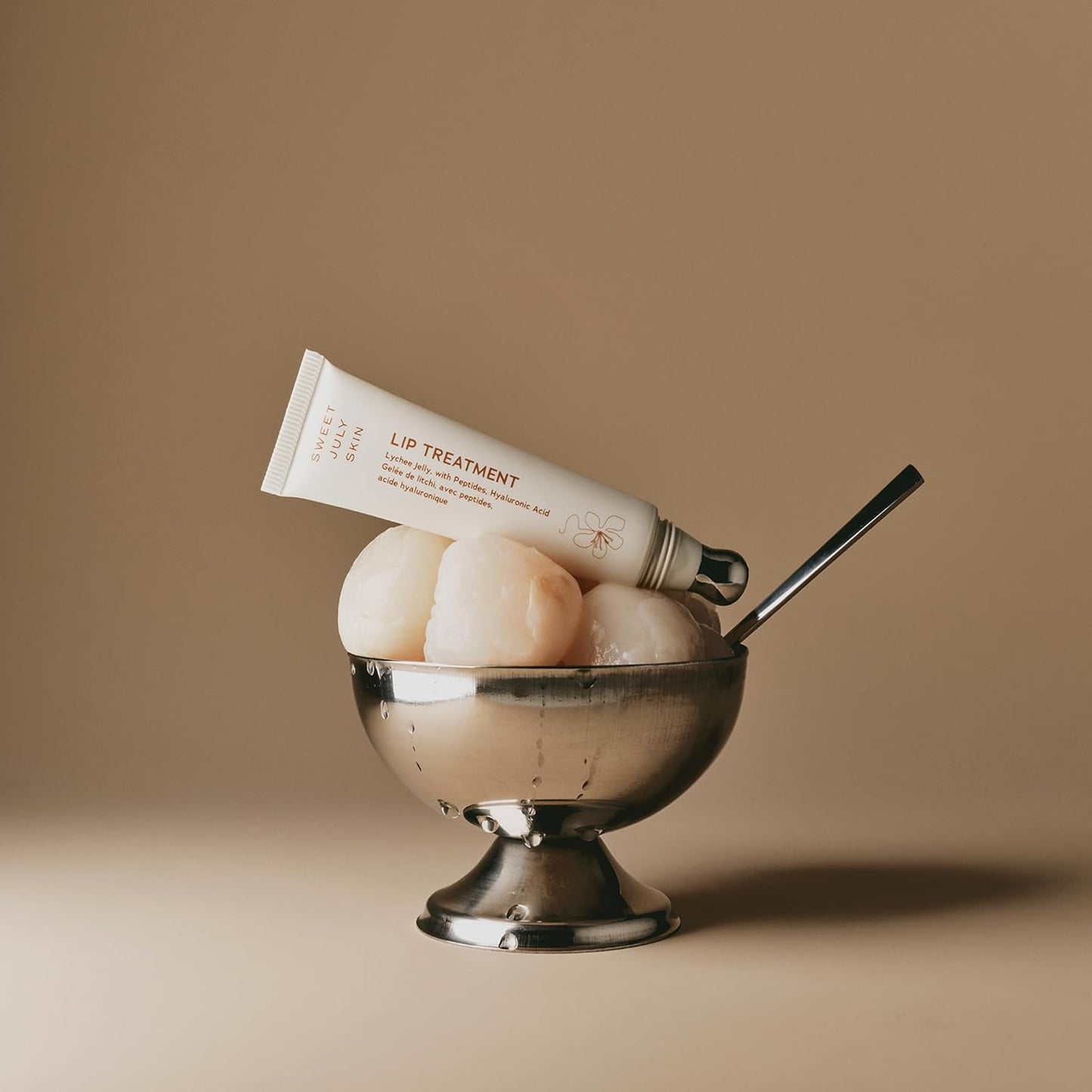 SWEET JULY SKIN Lip Treatment - Hydrating & Plumping Lip Balm with a Lip Peptide and Antioxidant Fruit Oils, Smooths & Softens, Vegan, Clean, 0.5 oz (Lychee)