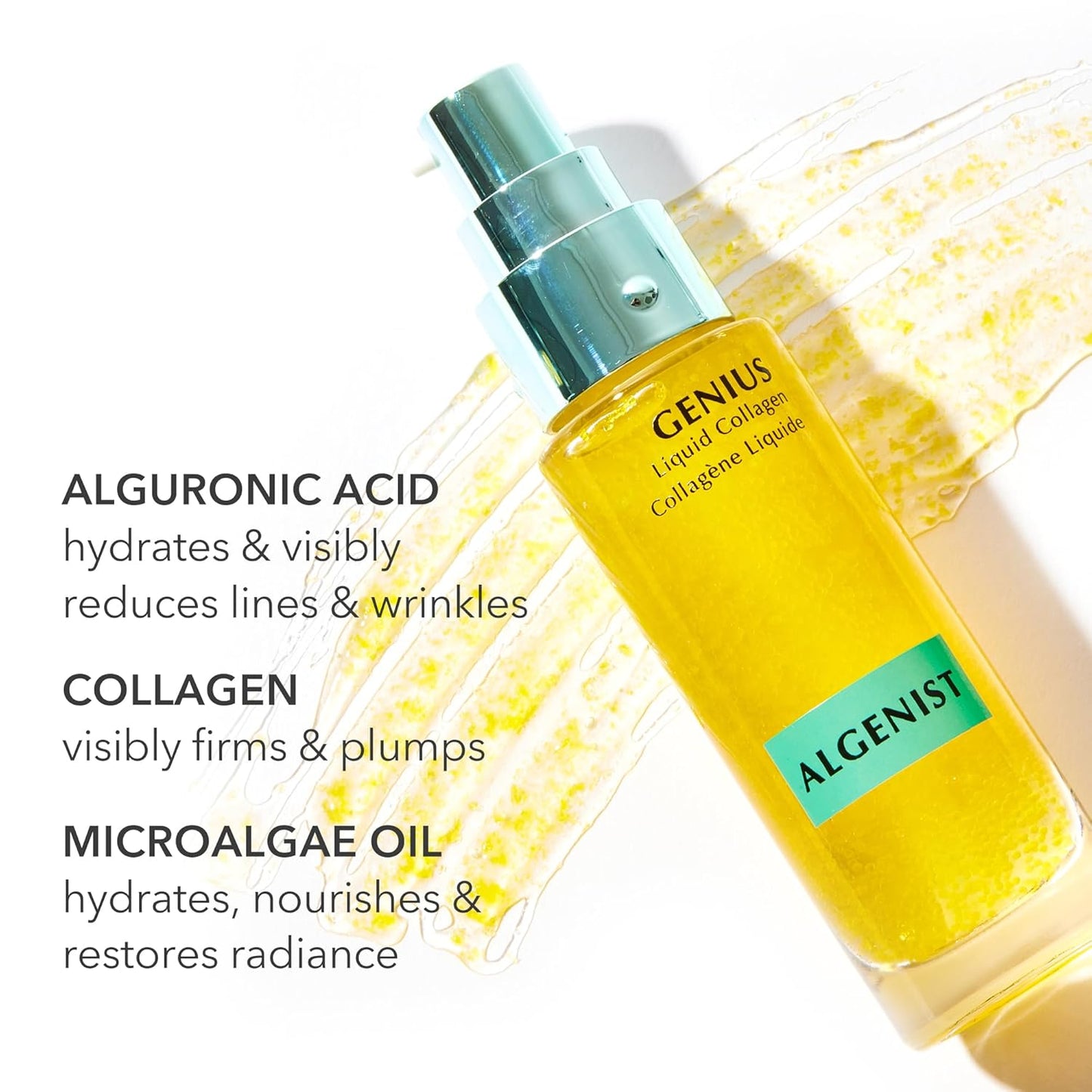 Algenist GENIUS Super Size Liquid Collagen Serum - Firming and Hydrating Face Serum with Collagen + Vitamin E - Helps Visibly Minimize Fine Lines + Wrinkles and Improve Elasticity (2 oz)