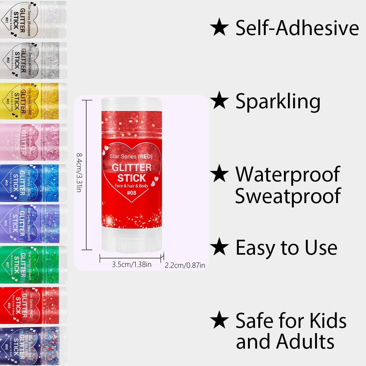 Mysense Red Body Glitter Stick,Face Hair Glitter Christmas Makeup,Sparkling Mermaid Sequins Chunky Glitter Face Paint,Singer Concert Outfit Festival Rave Accessories for Women and Kids