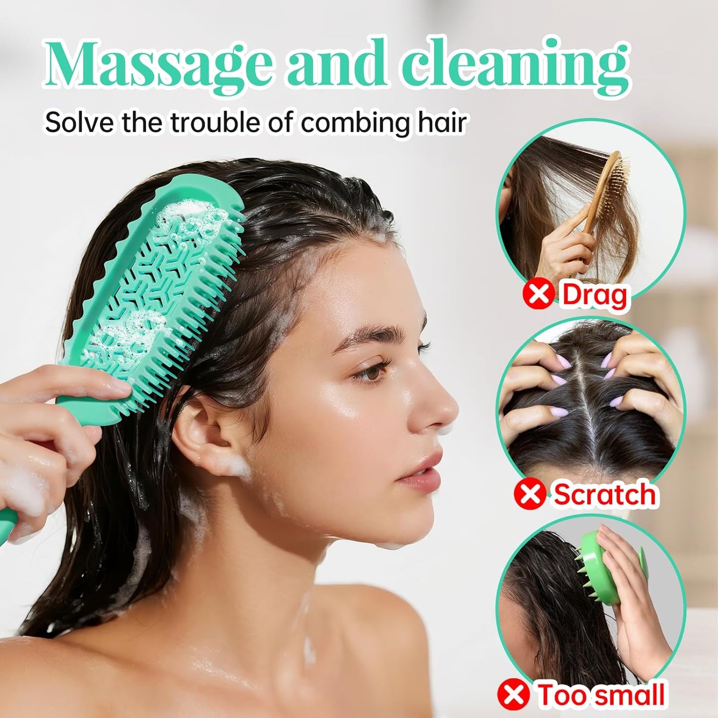 Detangler Hair Brush for Wet and Dry Hair, curl defining brush,curl brush for curly hair wet for Shower & Travel - Green