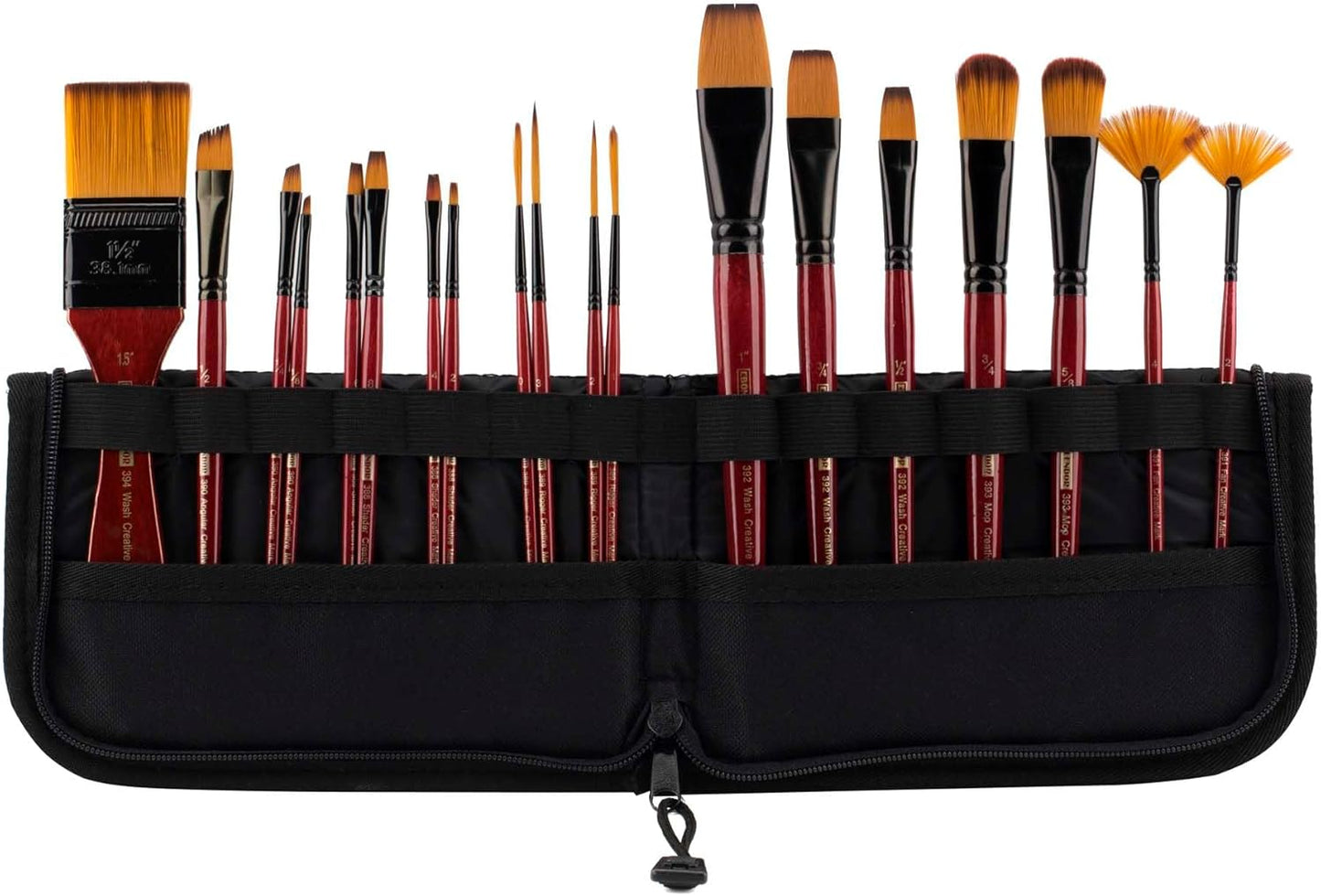 Creative Mark Folding Paint Brush Easel & Travel Case 9" Long - Compact Brush Holder Organizer for Short Handled Paintbrushes - Durable Paint Brush Bag for Storage - Holds up to 20 Brushes