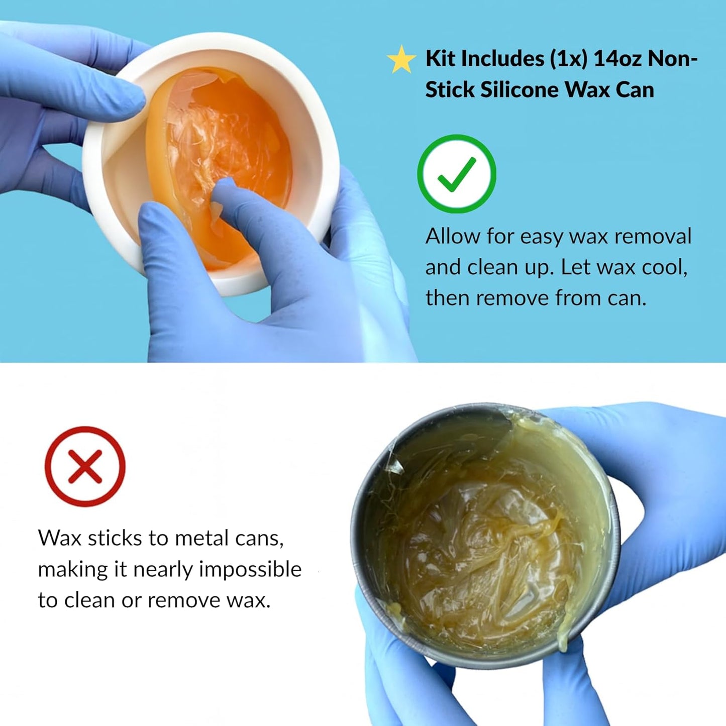 Reusable Non-Stick Silicone Wax Collars + Can + Lid for Wax Pot – Fits All 14-16 oz Wax Cans & Warmers – Wax Warmer Collars for Easy, Mess-Free Cleaning, 3-Piece Set (Collar + Can + Lid, White)