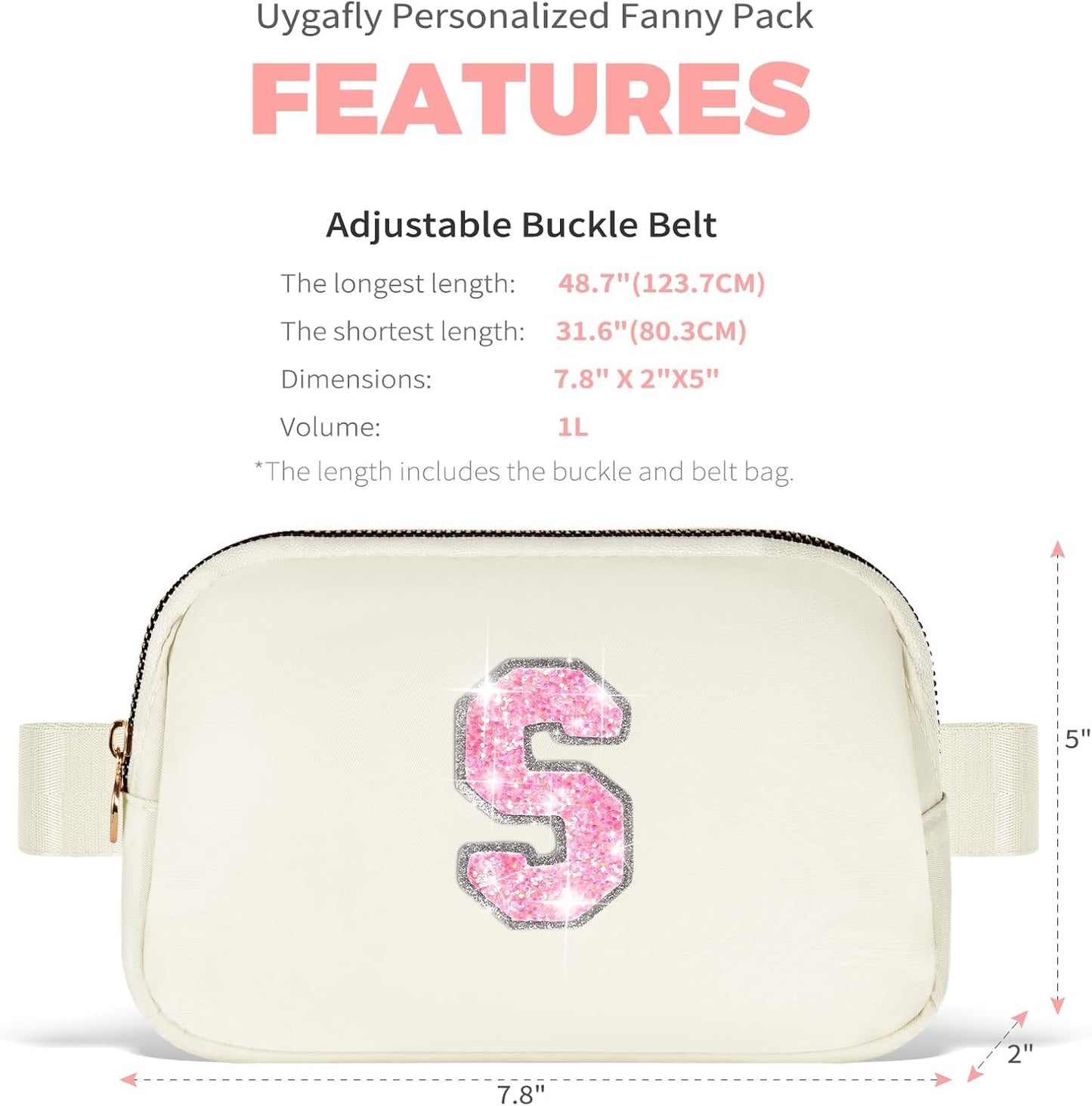 Gifts for Girls Teens Kids - Birthday Gifts for Daughter Sister Her,Teen Girl Essentials,Travel Essentials,Cute Teen Trendy Stuff Waist Packs Belt Bag Crossbody Bag | Cream,Initial S