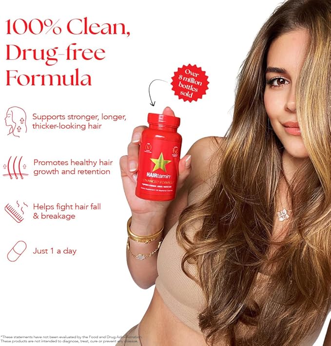 HAIRtamin Vegan Hair Vitamins for Faster Growth | All Natural Biotin Capsules to Support Healthy Hair, Skin and Nails | May Reduce Loss & Thinning | 30 Capsules (1)
