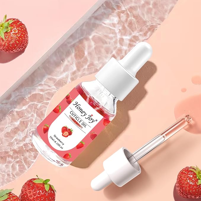 Honey Joy Cuticle Oil for Nails – Nail Oil Cuticle for Nail Care, Cutical Oil for Growth and Strength, Cuticle Oil for Nails, 0.5 fl. oz (Strawberry)
