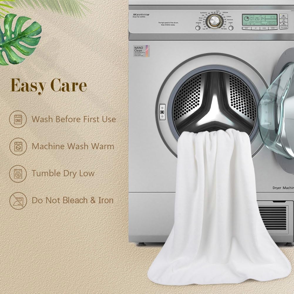 Orighty Bath Towel Pack of 4(27’’ x 54’’) - Soft Feel White Bath Towel Sets, Highly Absorbent Microfiber Towels for Body, Quick Drying, Microfiber Towels for Sport, Yoga, SPA, Fitness