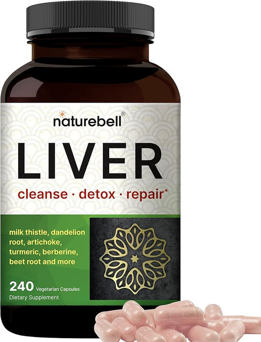 Liver Cleanse Detox & Repair Supplement, 240 Veggie Capsules|15-in-1 Complex 500mg, Dandelion 200mg, Artichoke 200mg, Black