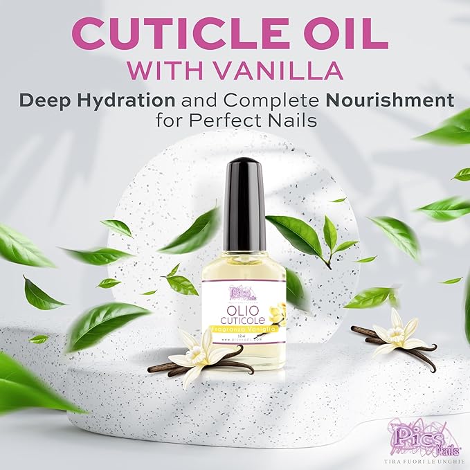 Pics Nails Professional Cuticle Oil - Vanilla Cuticle Softener for Nails & Cuticle Care - Nail Oil Cuticle Repair Treatment with Sunflower Seed Oil 12ML Cuticle Oil Bottle with Brush Applicator