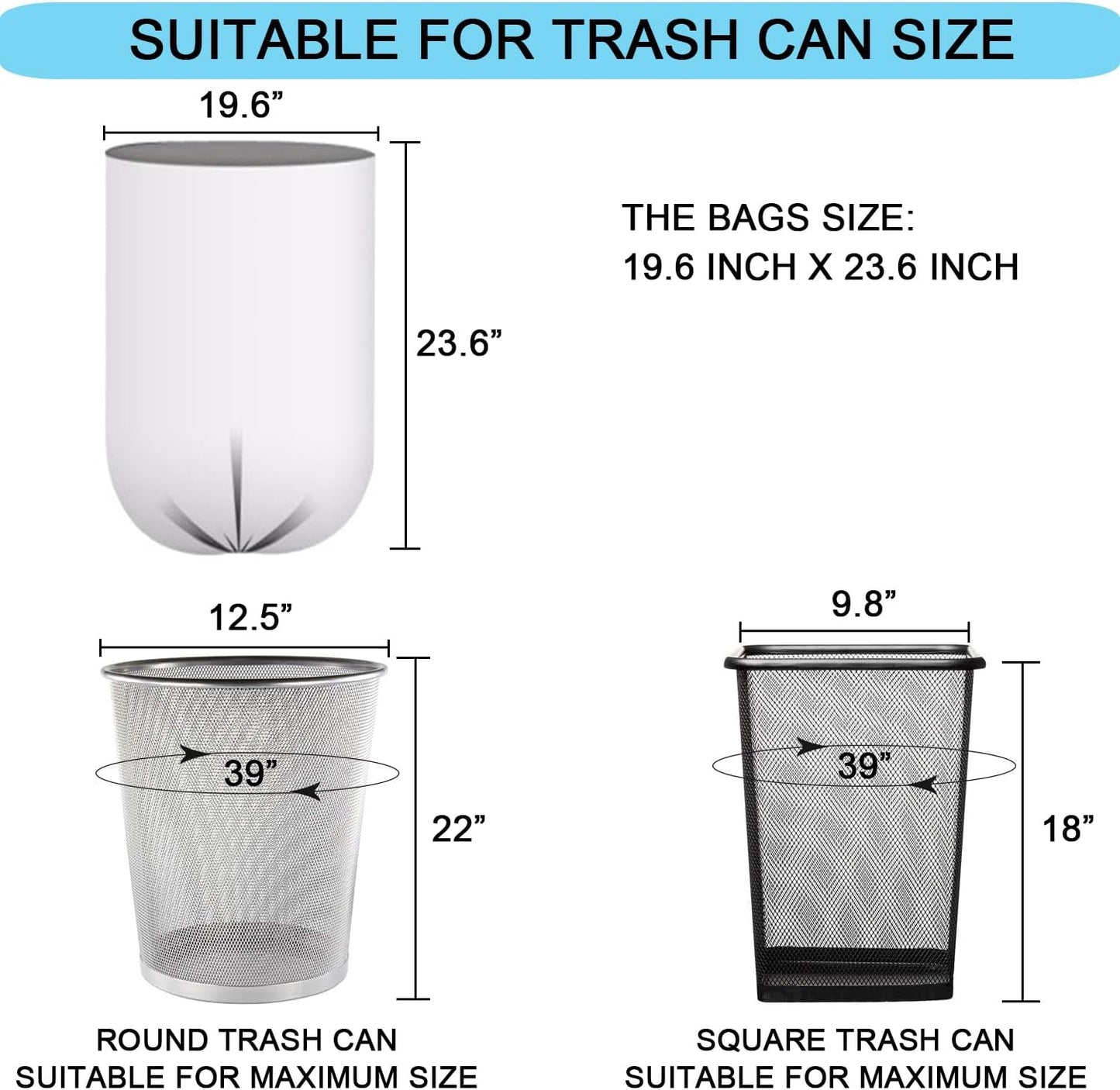 SOSOHOME 6 Gallon Trash Bags, Small Garbage Bags, Fits 5-6 Gallon Bins, Clear Wastebasket Trash Liners, 75 Counts