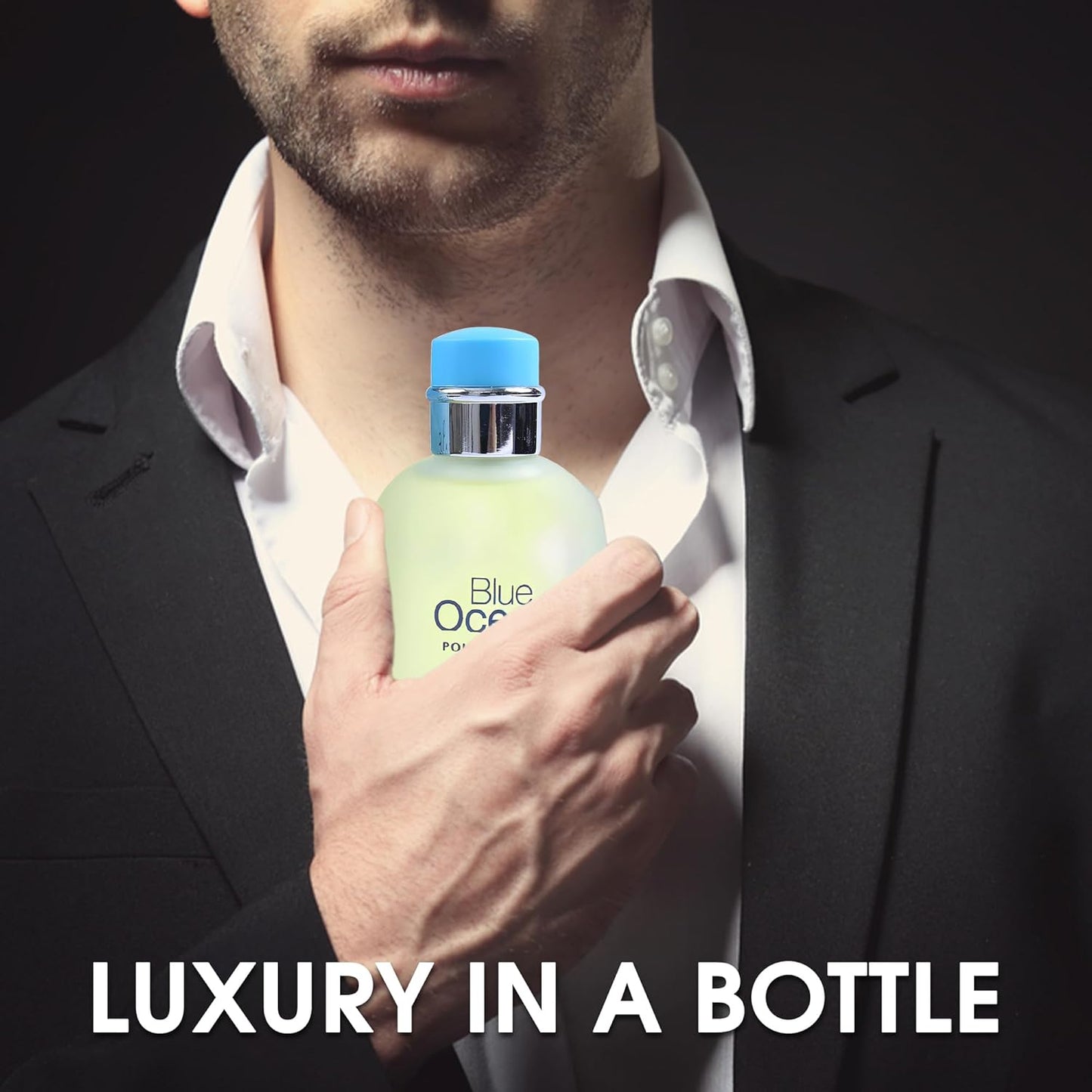 Men's Cologne Gift Set Include Blue Ocean,Cool Ocean,Amazing Code & Invincible - 3.4 Fl Oz Each | Vanilla Bourbon, Leather & Amber Floral Fragrance | Luxury Eau de Toilette Quartet