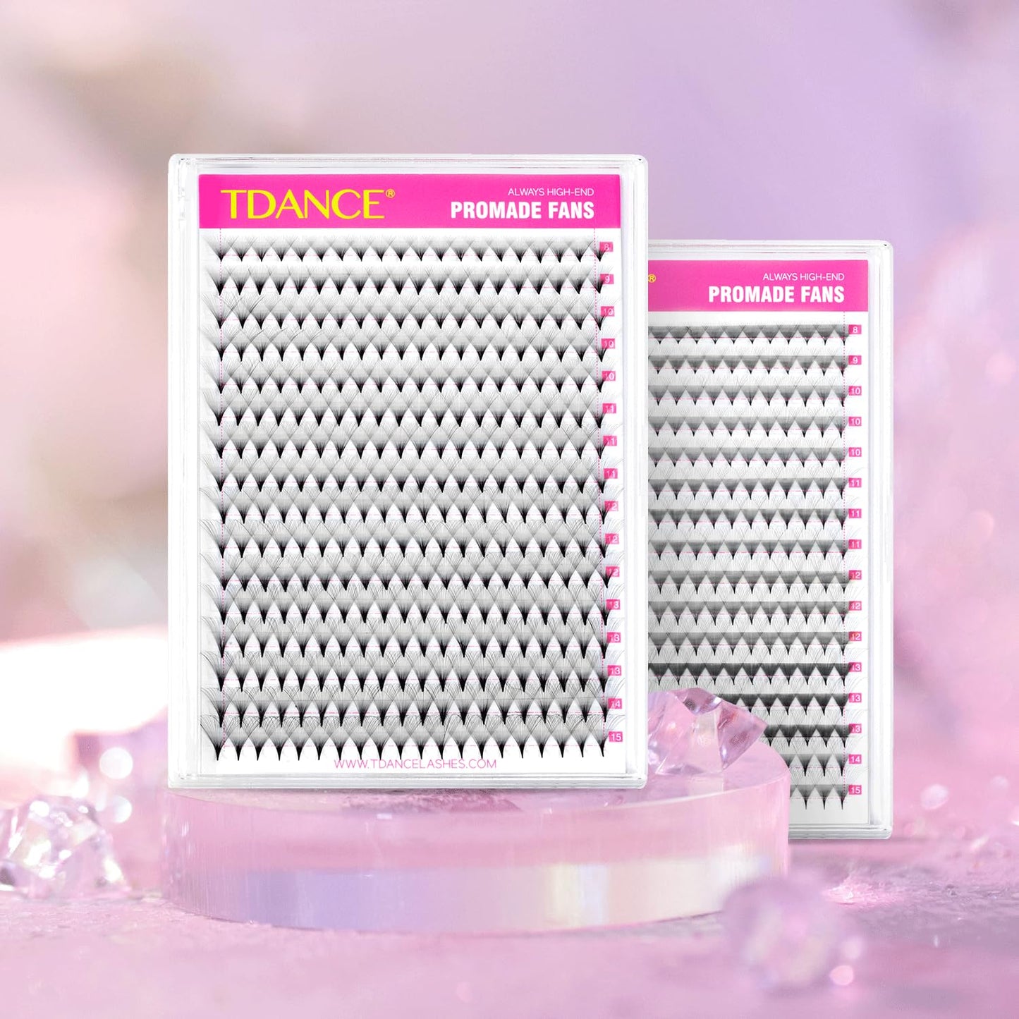 TDANCE Premade Fans Eyelash Extensions 320 Fans Pre Made Fans Lash Extensions Middle Stem Heat Bonded Premade Lash Fans Volume Lash Extensions(320-10D-0.07-C-8-15mm)