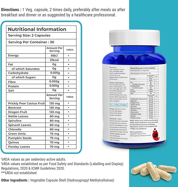 Plant Based Blood Builder Capsules Iron 1000mg - 60 Capsule