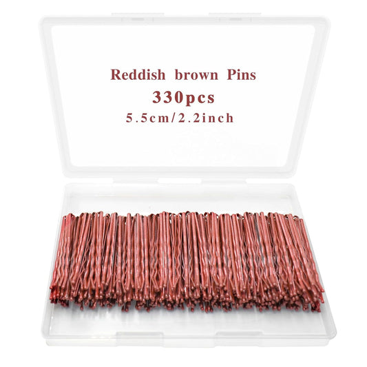 Reddish Brown Bobby Pins 330 Ct, YINGFENG 2.2Inch High Gloss Bobby Hair Pins for Styling, Comfortable, Lock In Style, Pain Free Hair Accessories for Women & Men, All Hair Types