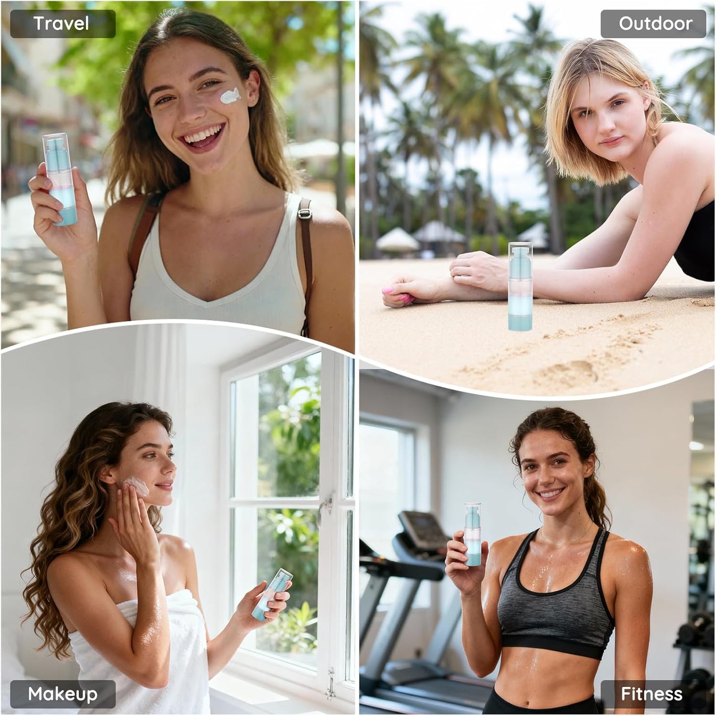 Segbeauty 1oz Small Airless Pump Dispenser Travel Bottles for Toiletries, 3pcs Refillable Travel Lotion Container for Liquids, 30ml Empty Vacuum Pump Bottles for Traveling, Cream Makeup Container