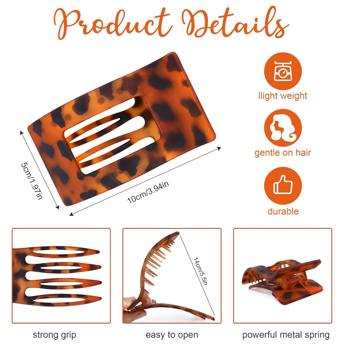 Large Matte Flat Hair Claw Clips for Women, 6 Pcs Non-slip Jaw Clamps, Stylish Matte Hair Accessories for Medium & Thin Hair, Strong Hold Claw Clips for Daily Wear, Shower, Travel