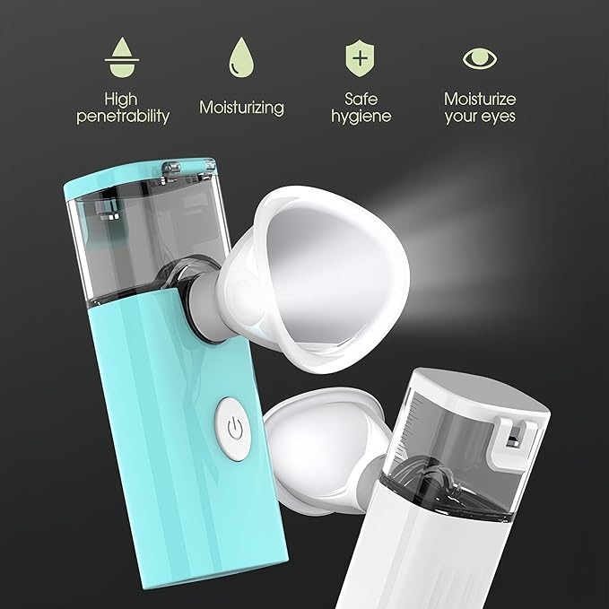 Nano Eye Mist Steam Sprayer Portable Compress for Relief Dry Eyes Eye Fatigue Products Eyelid Eye Care SPA Nebulizer Device Mini Face Eye Moisturizing Cleaning Soothing Steamer-Green
