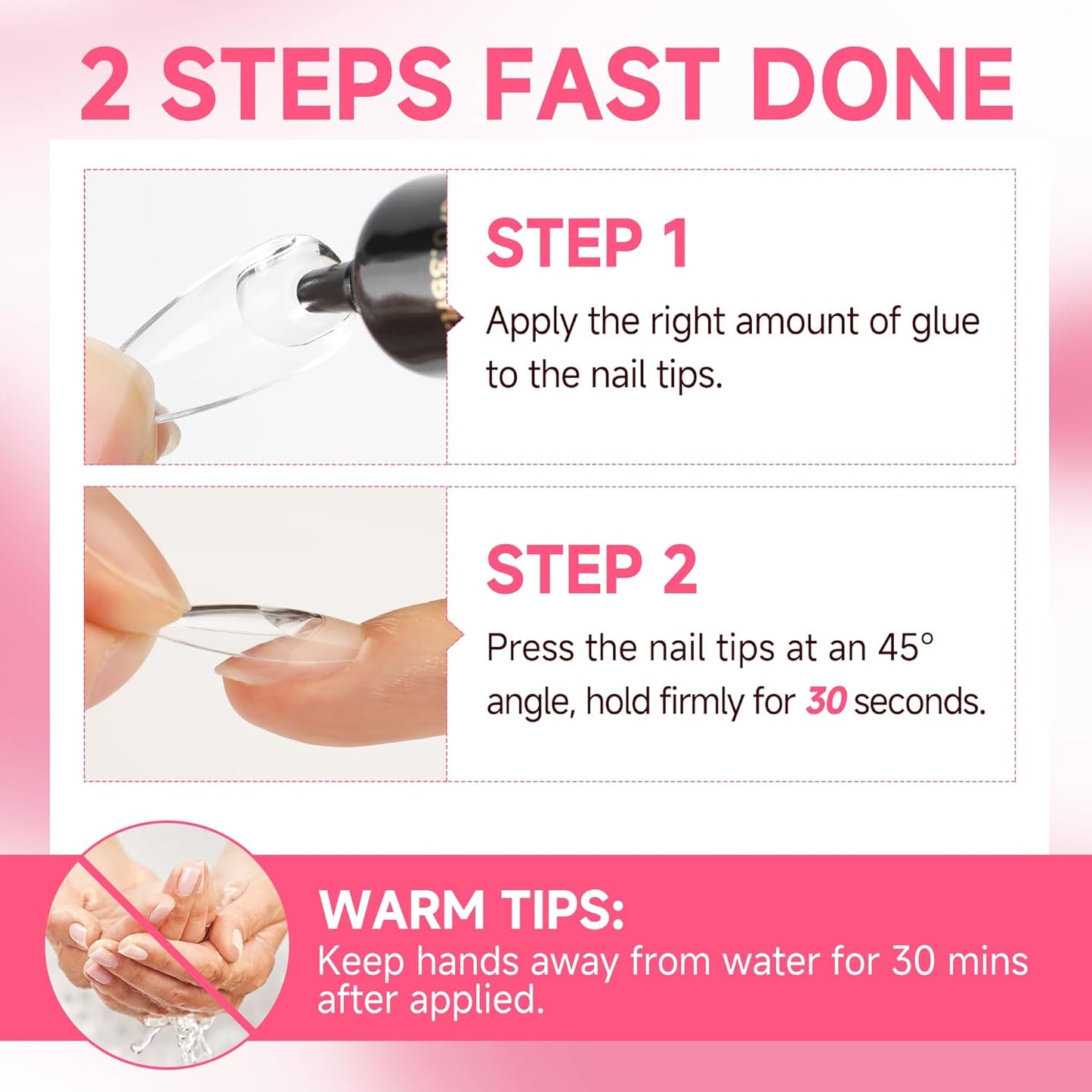 UNA GELLA No Lamp Need Solid Nail Glue for Press Ons: Nails Acrylic Nails Super Strong Semi Nail Glue Gel Fast Curing 10ml*2pcs Long Lasting Gel Glue Kit