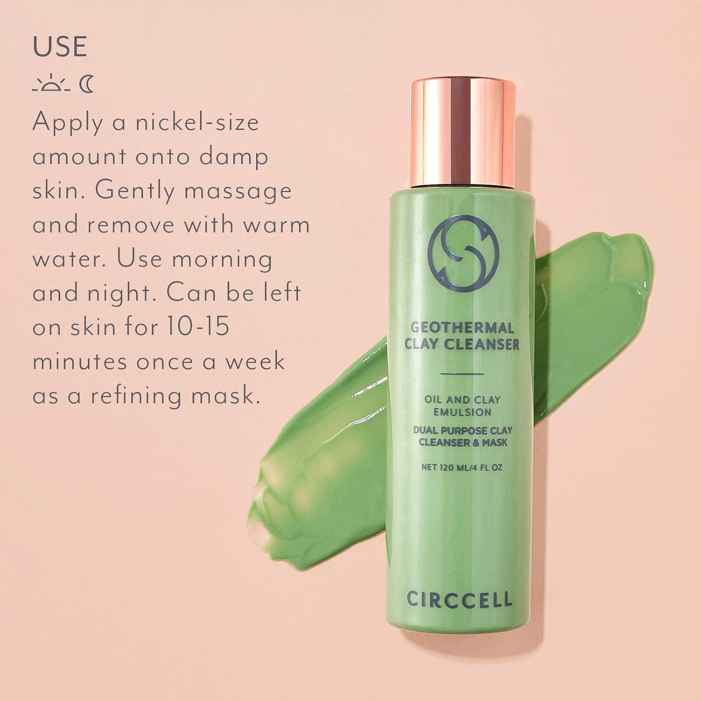 CIRCCELL Geothermal Clay Cleanser – Hydrating Facial Cleanser - Arctic Clay and Essential Oils Deep Clean & Detox Skin – Hydrating Clay Face Wash or Mask for All Skin Types