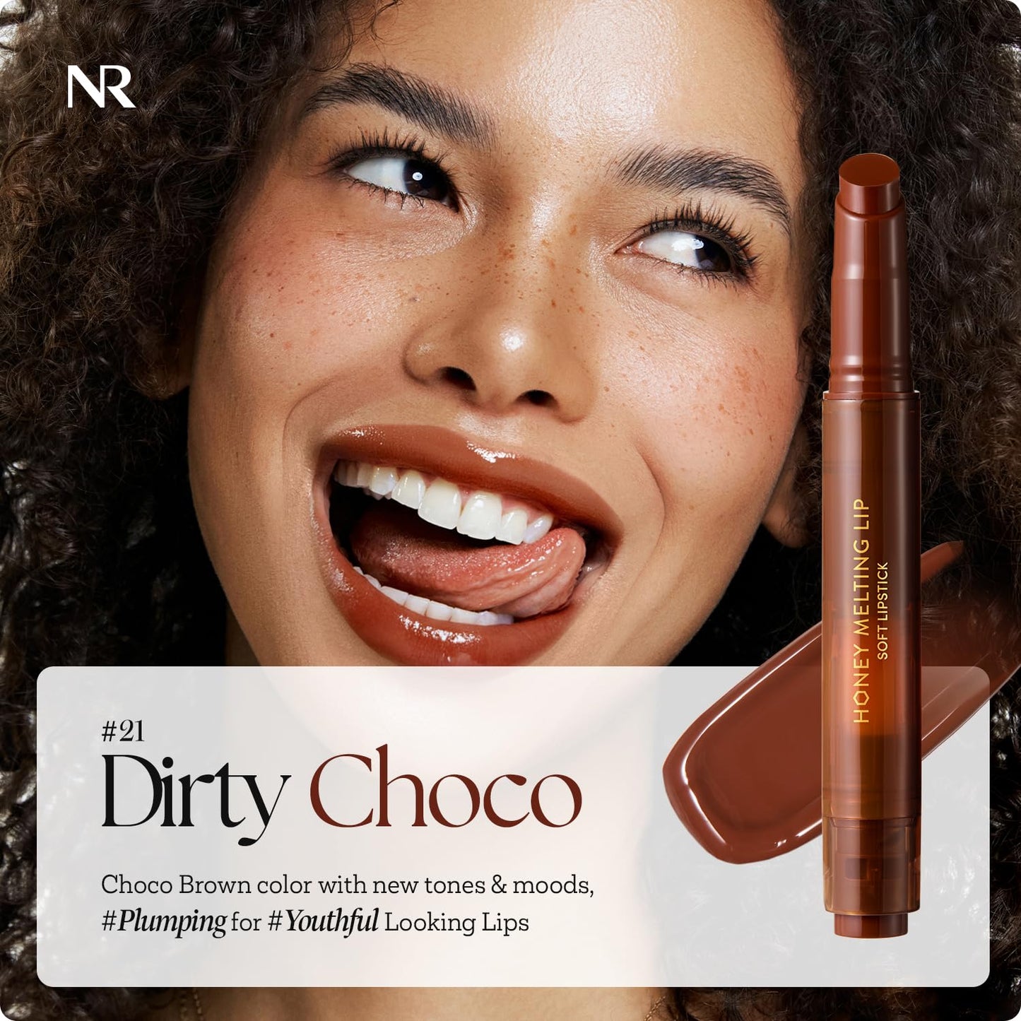 Nature Republic HONEY MELTING LIP PLUMPING (21 DIRTY CHOCO) SOFT LIP STICK, Hydrating Gloss, Moisturizing balms, Volumizing formula & Sheer tint, Glowy Finish, korean make up, Stocking Stuffers