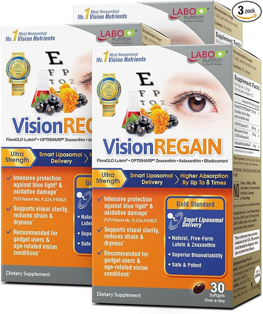 LABO Nutrition VisionREGAIN, Smart Liposomal Delivery, 8X Higher 20mg FloraGLO 30s x3 x3